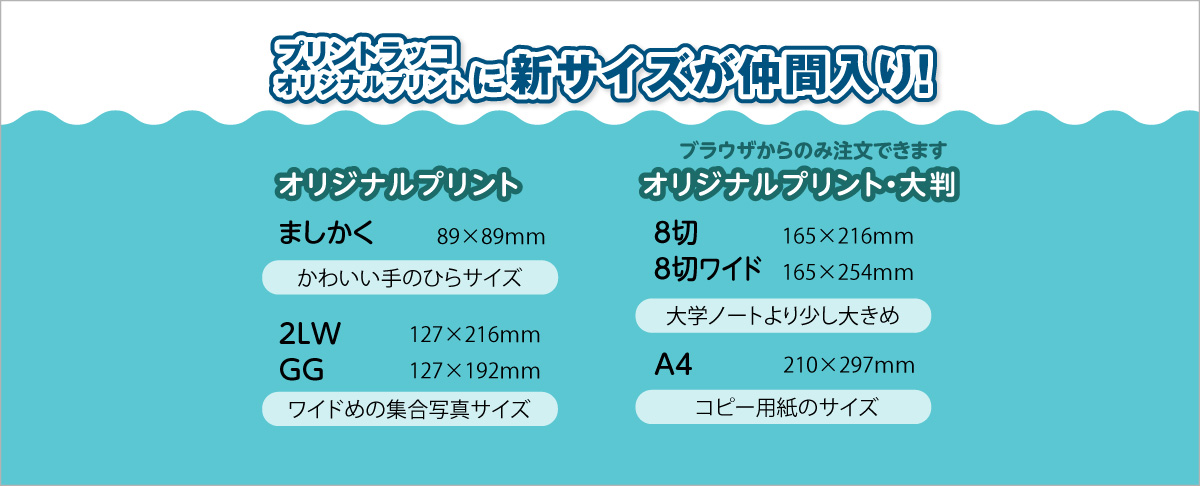 写真プリント新サイズ追加・ブラウザ版の新機能について